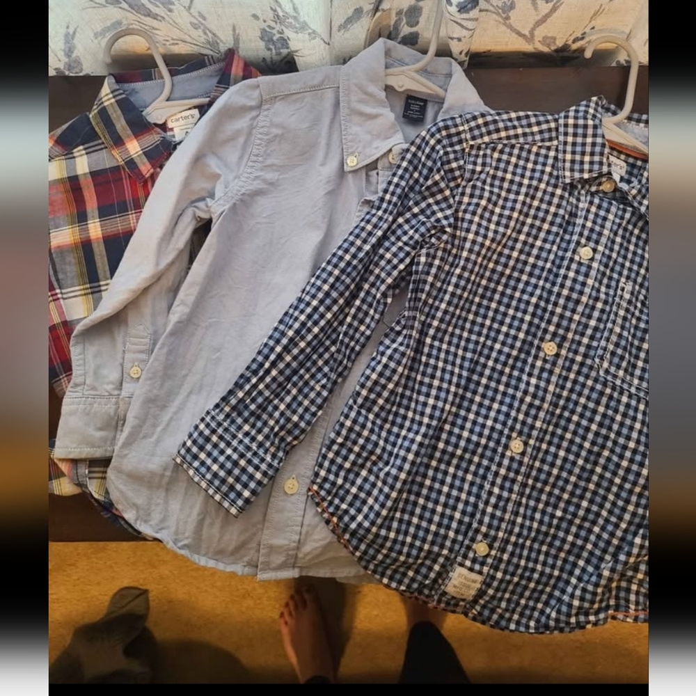 Blue and Red Plaid Button-Up Shirts